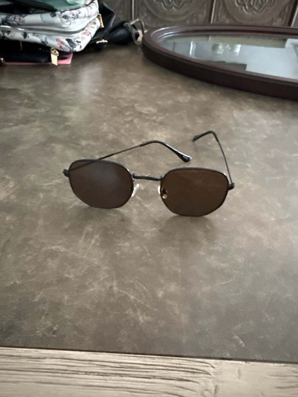 ALDO Sunglasses Hexagon/Round Black